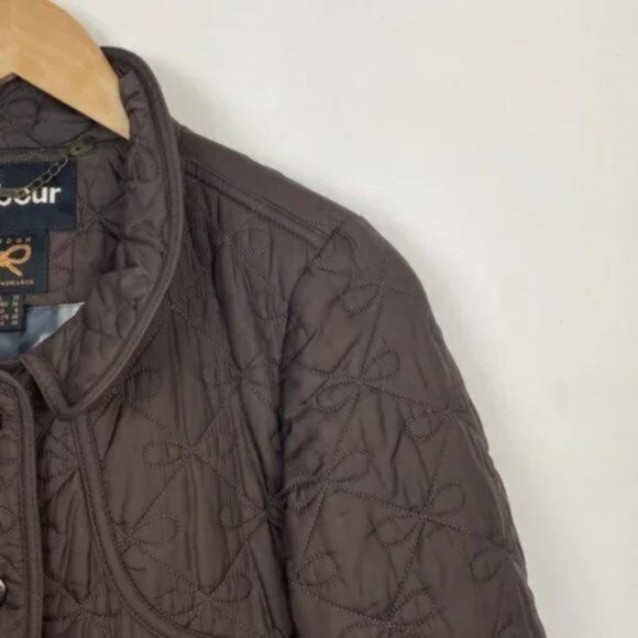 Rare Barbour x Anya Hindmarch 6 Minx Quilted Jacket Brown Bows Vintage - Picture 4 of 13